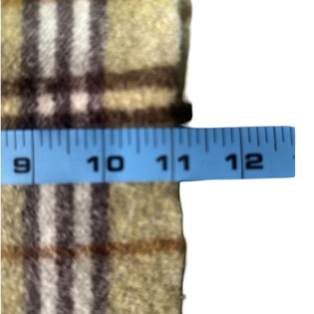 Burberrys Classic Check Scarf Green 100% Lambswool Unisex Scarf Made In England - Picture 7 of 7